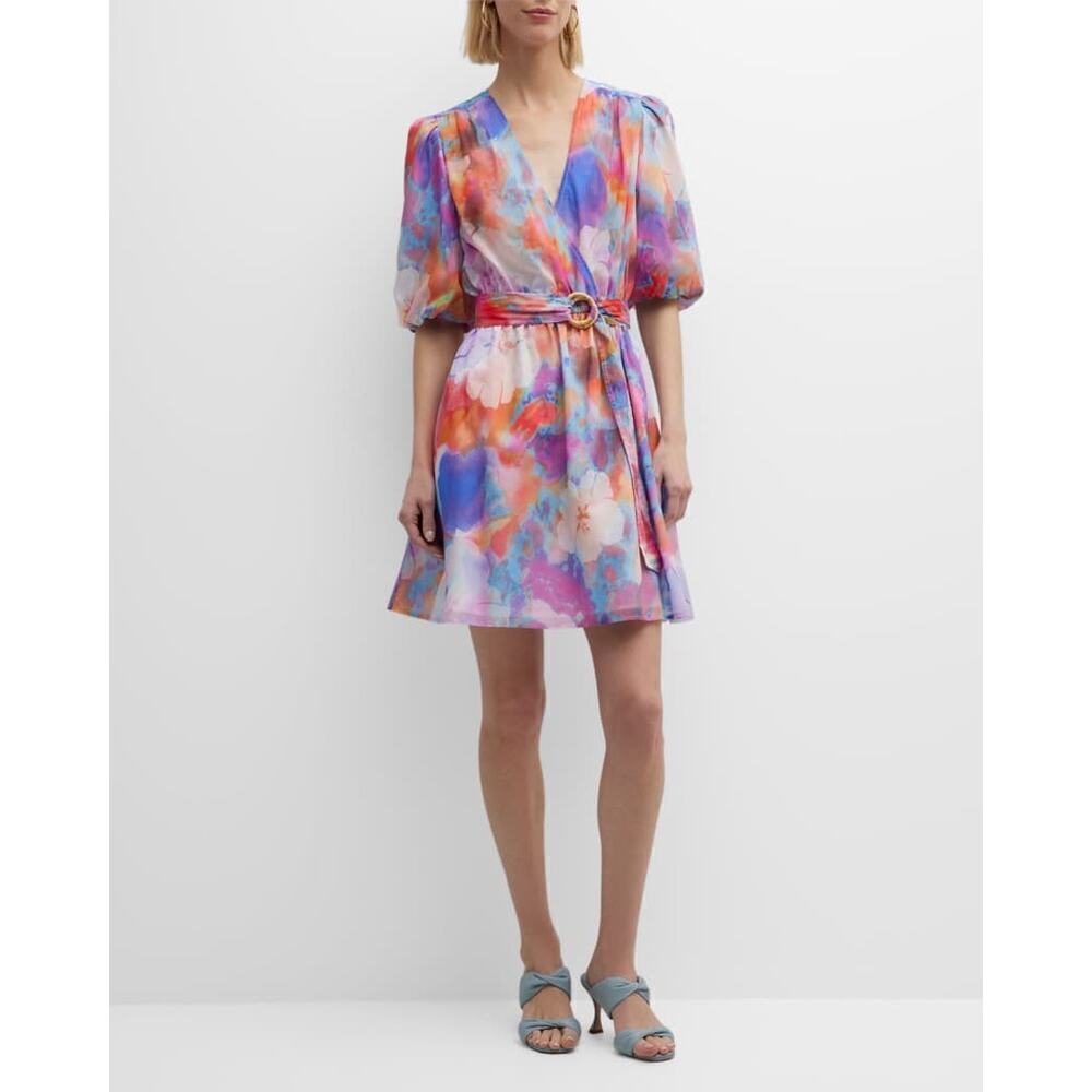 Finley Lilly Floral Print Colorful Blouson Mini Dress Size XXS